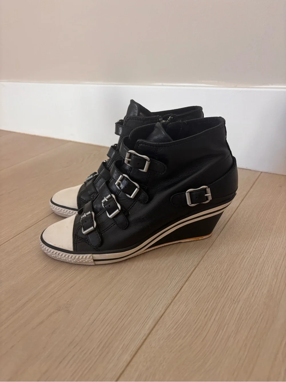 Ash Black High-Top Wedge Buckle Sneakers- Women's Sz 7